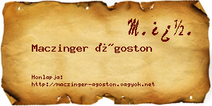 Maczinger Ágoston névjegykártya